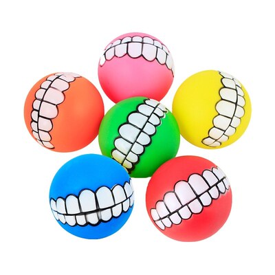 Dog Chewing Rubber Ball  Squeaky Cleaning Tooth Dog Chew Toy