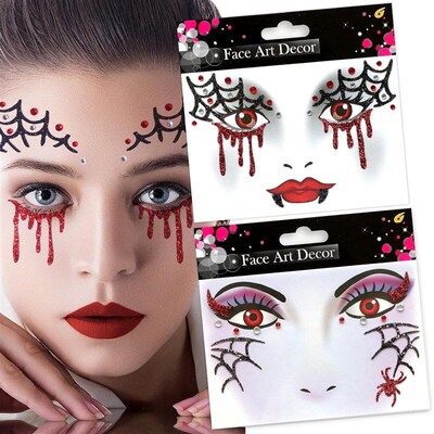face stickers vampire Halloween Face Tattoos Glitter Spider