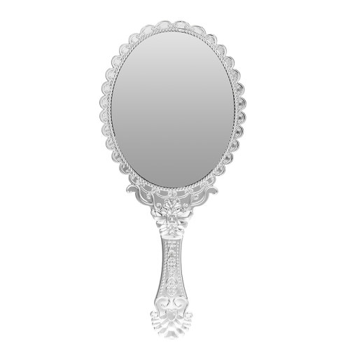 1Pcs Silver Vintage Mirror Ladies Floral Repousse Oval Round