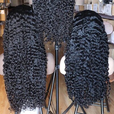 Super Double Drawn Burmese Curly Human Hair Glueless Wig