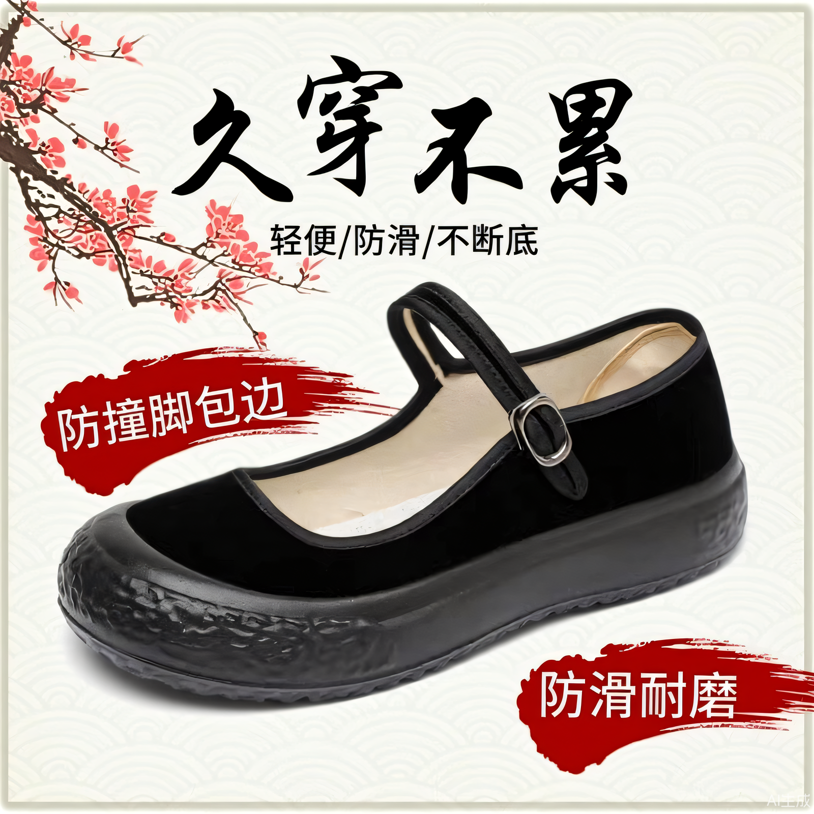 老北京布鞋女工作布鞋防滑软底上班黑色布鞋舒适平底舞蹈鞋妈妈鞋