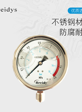 30不锈钢耐震压力YN100B非高温表测水压气压0-1./100Mp多量程