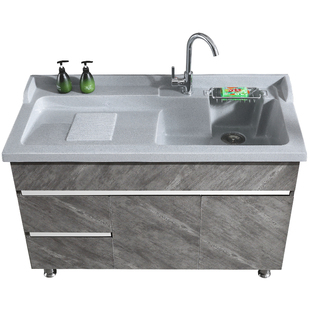 华仕艾肯洗衣柜一体不锈钢阳台柜石英石洗衣池带搓衣板浴室柜