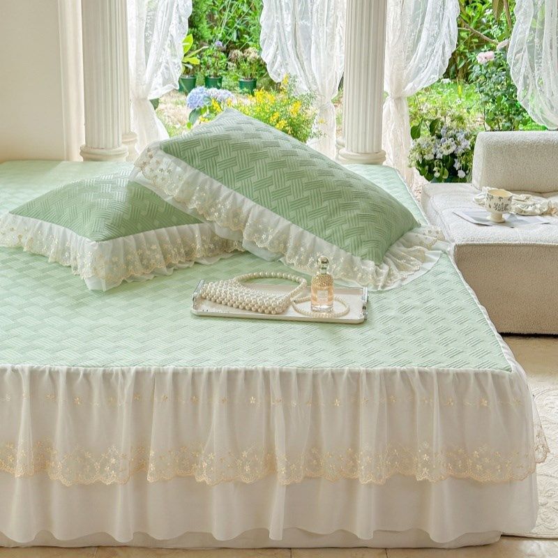 仙女床裙蕾丝凉席三件公主凉感冰丝空调席子夏季可折叠水洗床盖,床上用品,凉席/草席/麻席,淘宝优惠券,粉丝福利购,淘宝优惠卷