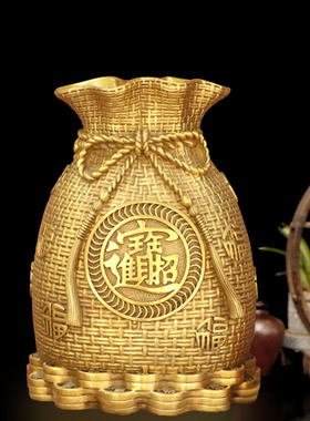 铜金钱袋摆件招财进宝储钱罐聚宝盆商铺桌面装饰家居客厅玄关摆放