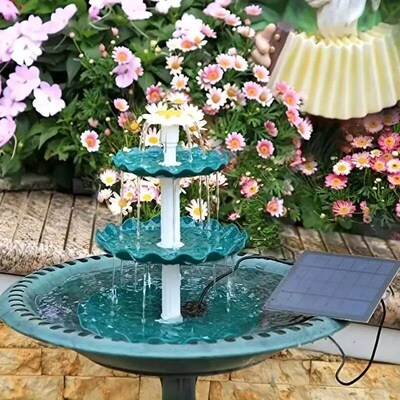 Three Layer Flowing Solar Fountain with 3.5W Solar Water Pum