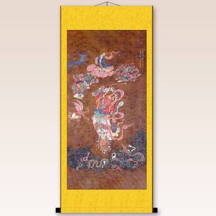 王灵官画像中式护法尊神像挂画玄关客厅装饰画国画丝绸卷轴画
