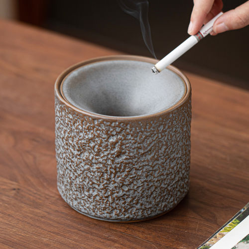 复古创意漏斗式烟灰缸陶瓷带盖防飞灰家用客厅茶桌中式办公室烟盅
