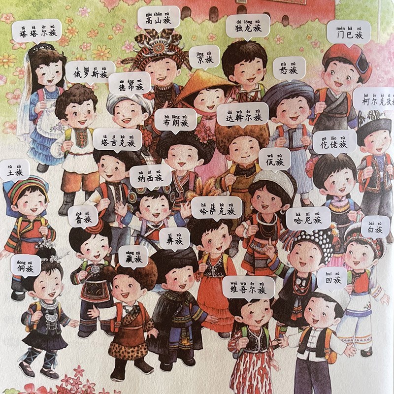 56个民族名称手帐贴纸一年级课程同步带拼音少数民族文字标签贴画