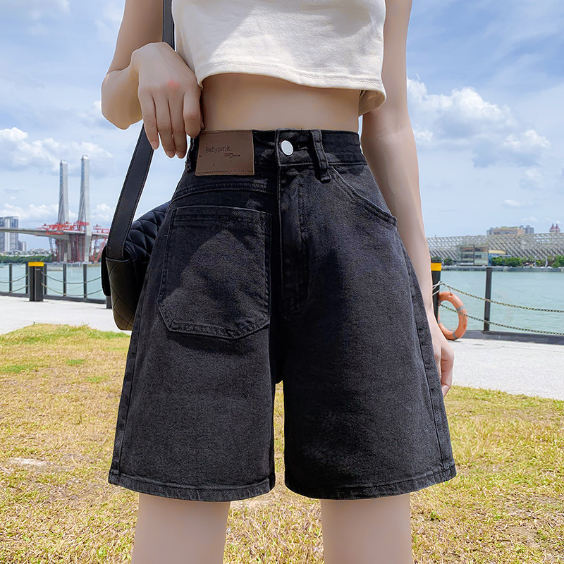 牛仔短裤女2021新款夏天薄款高腰显瘦弹力a字阔腿中裤宽松五分裤,女装/女士精品,牛仔裤,淘宝优惠券,粉丝福利购,淘宝优惠卷