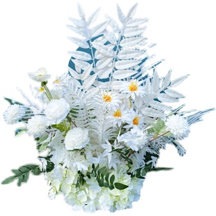 森系白色小清新婚礼花艺婚庆舞台背景拱门装饰路引排花路引花点花