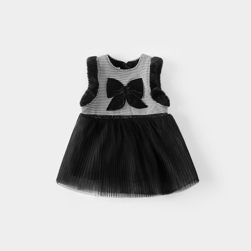 木本尚女童春秋连衣裙加绒加厚背心裙2023新款宝宝裙子名媛风纱裙