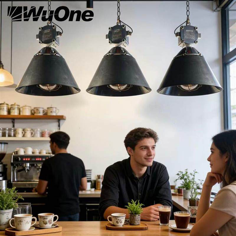 wuone灵光逸创复古工业风五金吊灯餐厅酒吧书房重金属大灯罩灯具