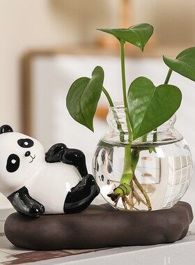 创意绿萝水培花盆器皿透明玻璃插花花瓶水养植物桌面可爱装饰摆件