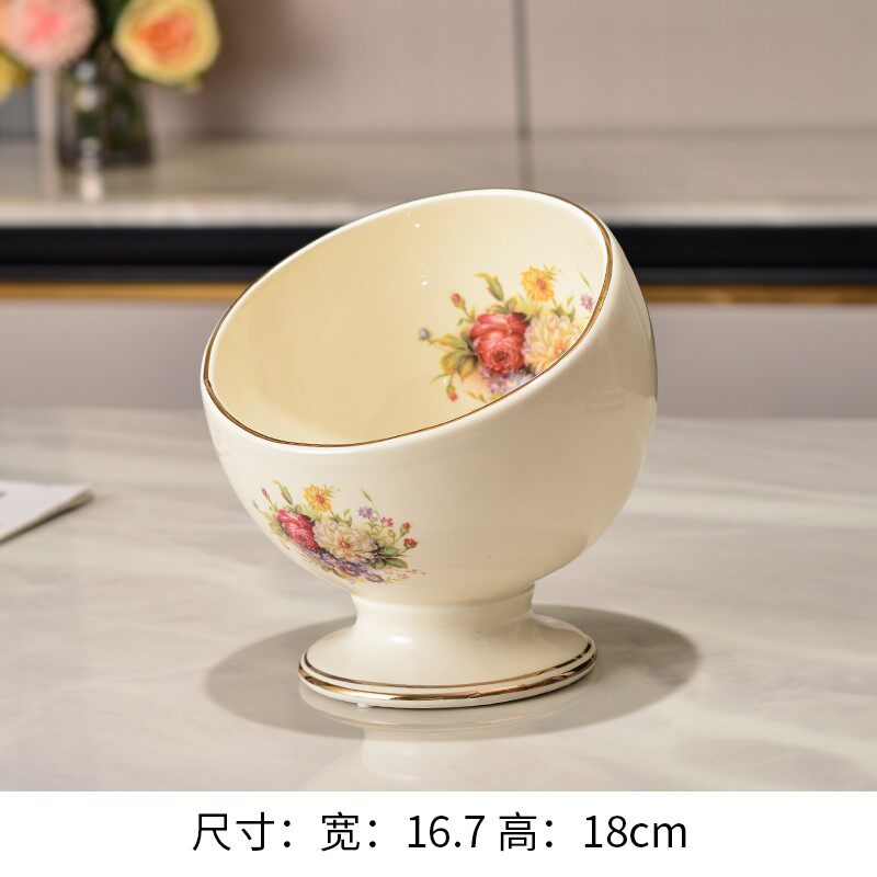 高档桌面垃圾桶家用陶瓷客厅茶几小号收纳桶无盖迷你轻奢果皮碗盆