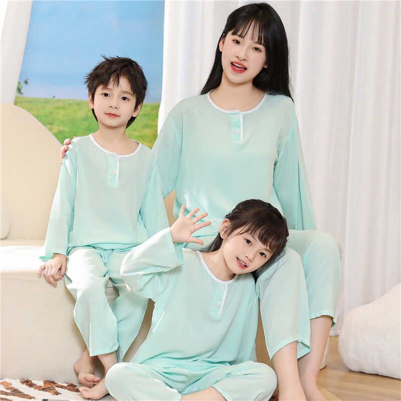 夏季母子小女孩棉绸睡衣妈妈亲子装薄款长袖家居空调服绵绸套装,童装/婴儿装/亲子装,亲子装/亲子时装,淘宝优惠券,粉丝福利购,淘宝优惠卷