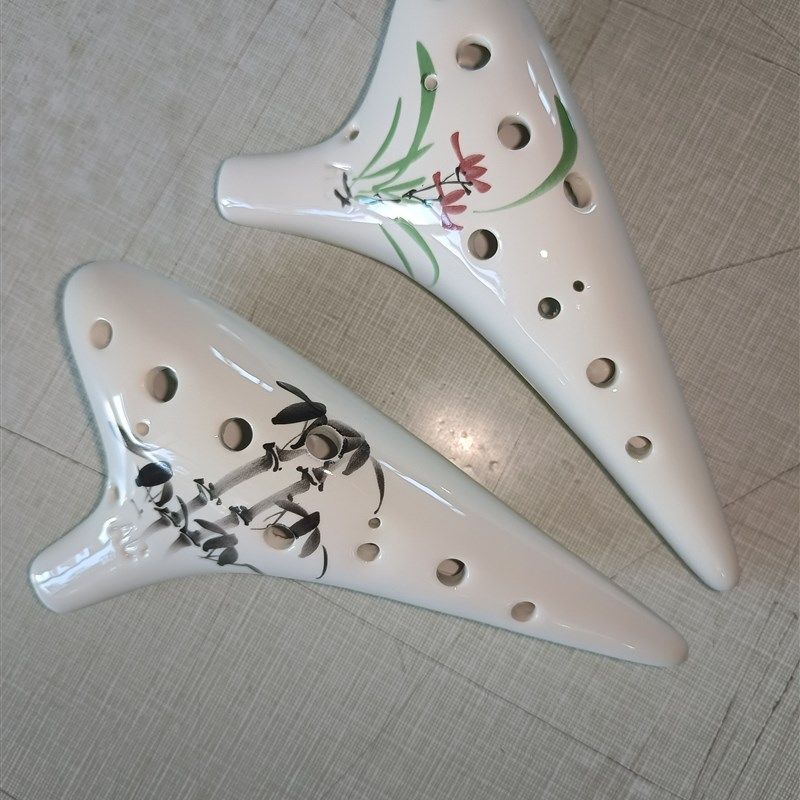 民族乐器古竹陶笛专业陶瓷12孔中音AC陶笛包邮免费刻字全套配件