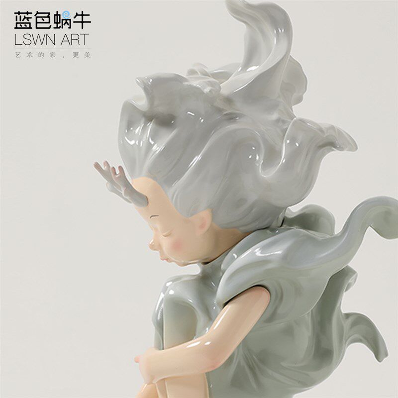 蓝色蜗牛水中秘语-灵龙公主 摆件饰品家居桌面电视柜客厅创意礼品