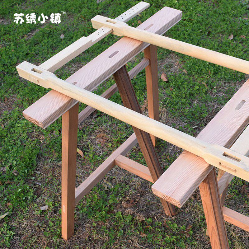 苏绣小镇实木绷架凳子苏绣DIY手工实木绣花凳绷凳柏松杉木三角凳