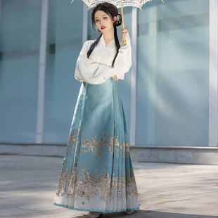 言然薄款马面裙套装2024新款可以穿着上班的日常汉服女成人古装夏