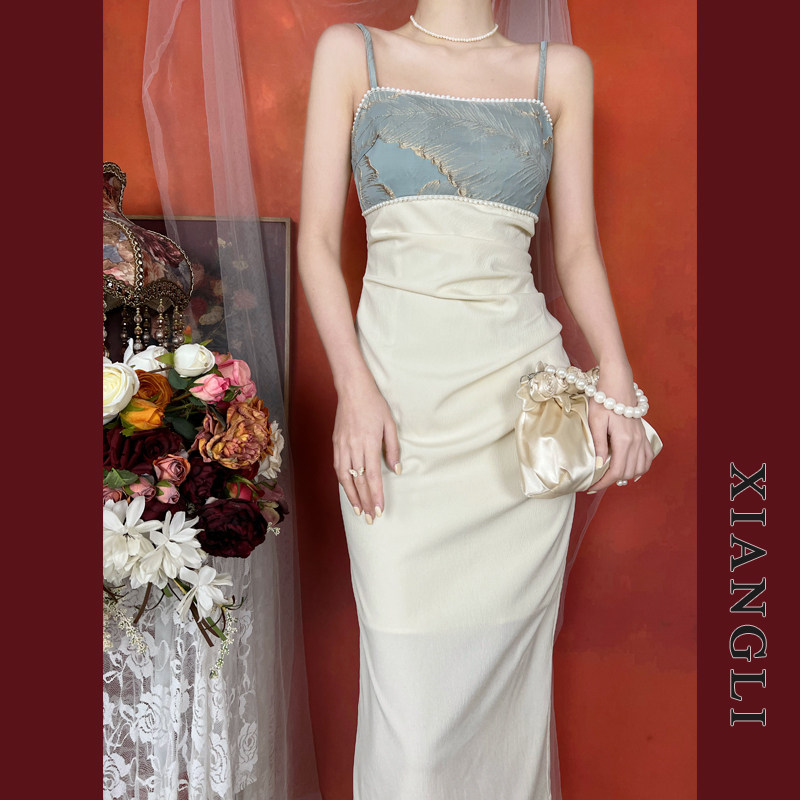 巷里法式复古拼接吊带裙夏季少女修身显瘦珍珠温柔轻奢气质连衣裙,女装/女士精品,连衣裙,淘宝优惠券,粉丝福利购,淘宝优惠卷