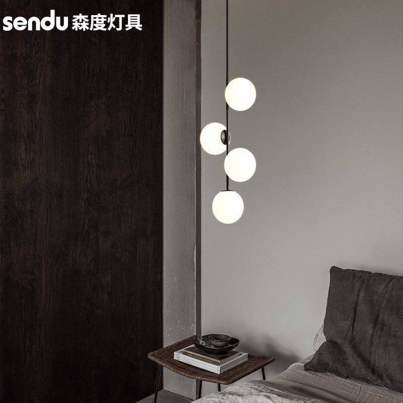 床头吊灯轻奢卧室灯设计师款玻璃圆球灯客厅背景墙吊灯单头床头灯,家装灯饰光源,卧室/书房吊灯,淘宝优惠券,粉丝福利购,淘宝优惠卷