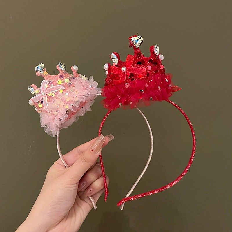 儿童甜美闪闪亮片皇冠网纱生日皇冠发箍2024过年红色发夹女童发饰,童装/婴儿装/亲子装,发饰,淘宝优惠券,粉丝福利购,淘宝优惠卷