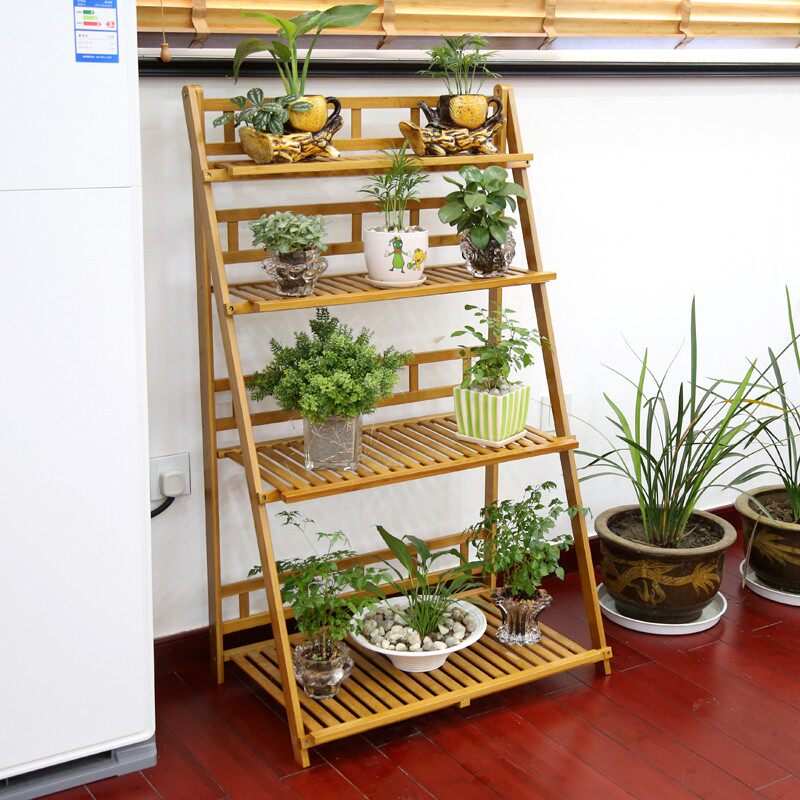 百山九川楠竹花架阶梯折叠多层室内阳台落地竹木多肉吊兰花盆