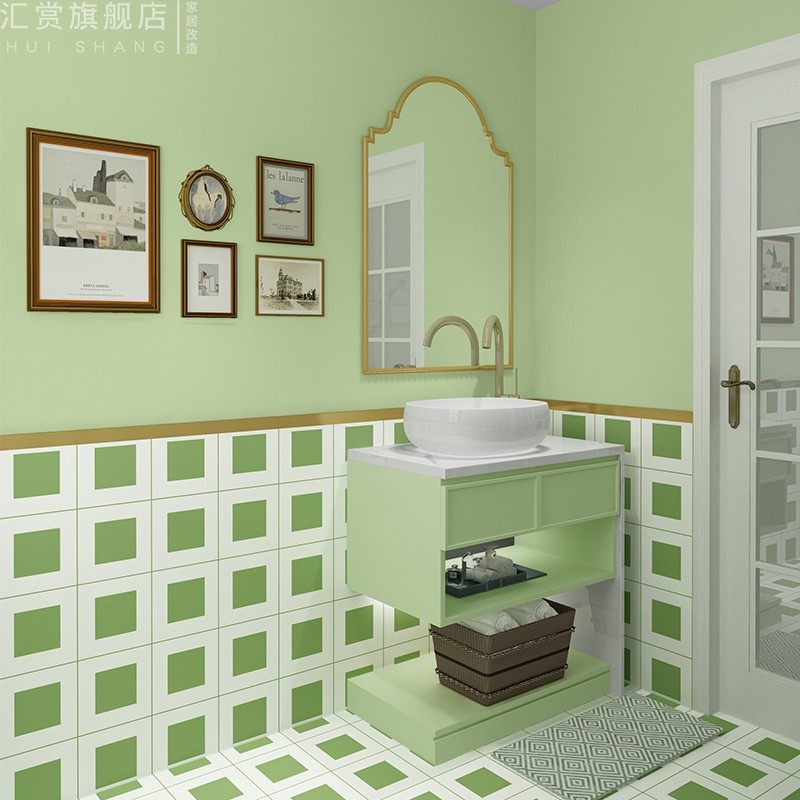 北欧风卫生间浴室专用牛油果绿回形自粘贴纸防水瓷砖厕所墙贴墙纸,家居饰品,软装墙贴,淘宝优惠券,粉丝福利购,淘宝优惠卷