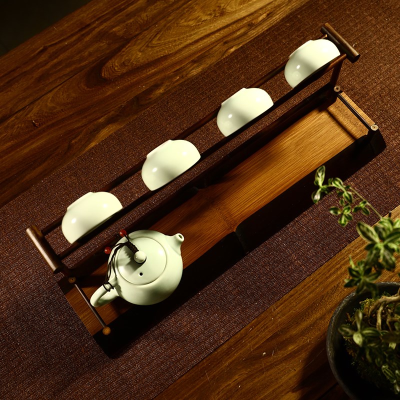 竹制品茗茶杯功夫茶具架博古架茶道零配收纳茶杯架摆件展示沥水架
