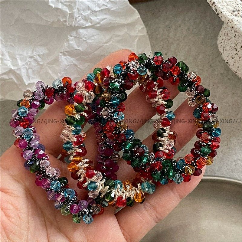 精致女孩 彩色仿水晶串珠发圈 时尚百搭少女扎头发绳马尾皮筋新款,家庭/个人清洁工具,盘发器,淘宝优惠券,粉丝福利购,淘宝优惠卷