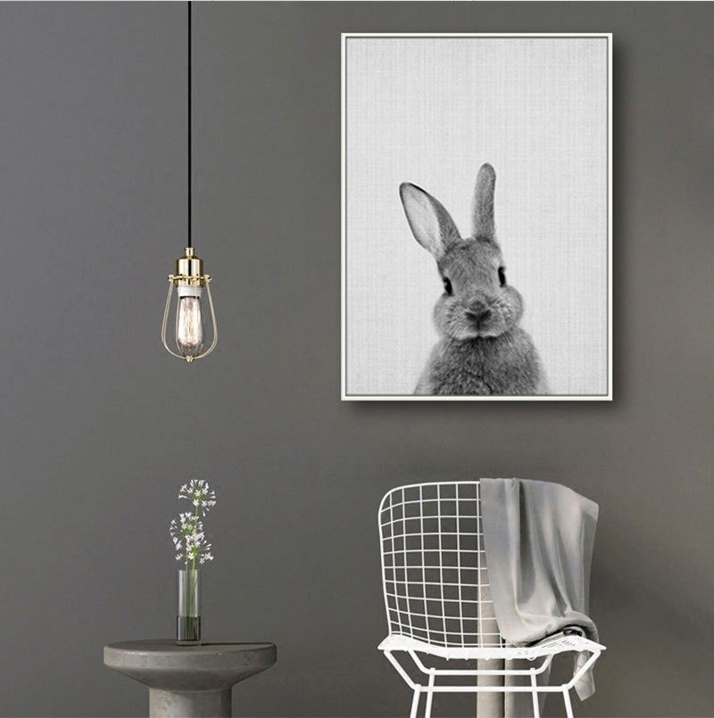 北欧装饰画小动物兔子卡通儿童房画客厅动物组合挂画卧室床头壁画,家居饰品,现代装饰画,淘宝优惠券,粉丝福利购,淘宝优惠卷