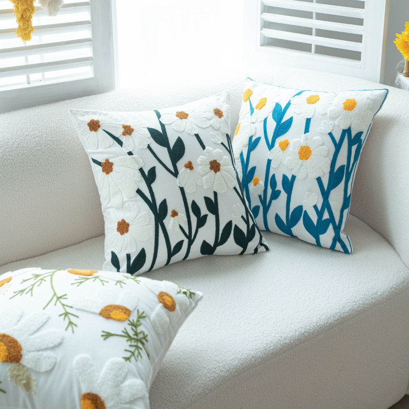 美式绣花小清新抱枕客厅沙发靠垫床头装饰飘窗样板间靠枕套可拆洗