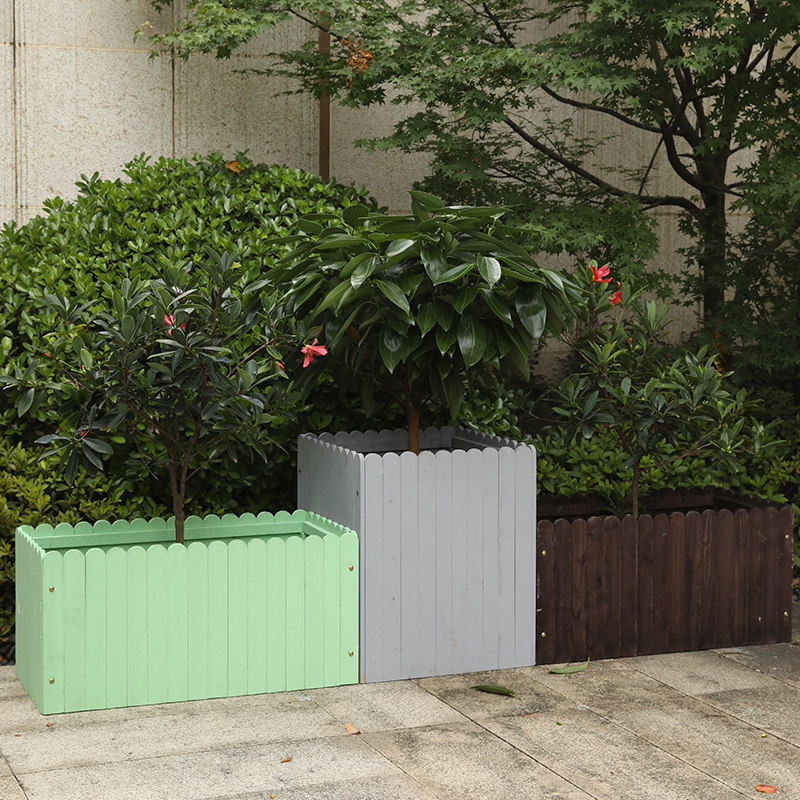 防腐木花箱组合室外木头长方形花盆户外木质种花箱庭院实木制花槽