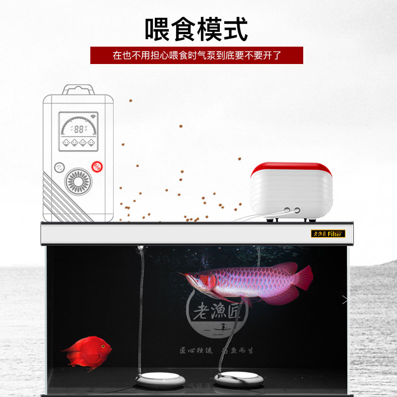 老鱼匠氧气泵超静音家用充氧泵水族箱大功率冲氧打氧机鱼缸增氧泵