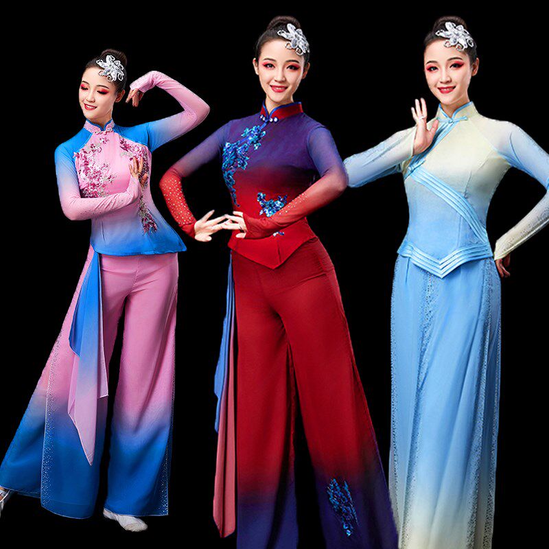 秧歌服演出服装2025新款飘逸腰鼓打鼓服大扇子舞手绢舞广场舞套装