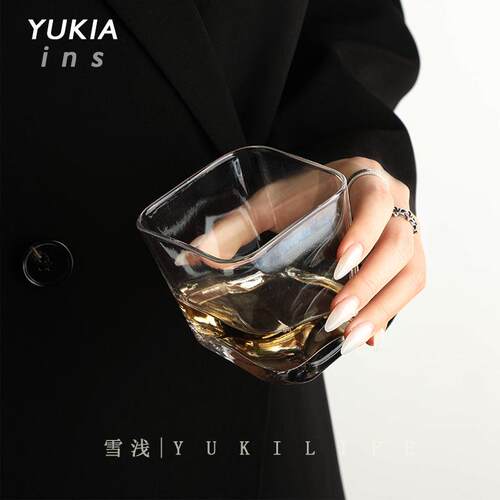 我够方 也能倾斜不倒中古1990s出口玻璃杯 酒杯威士忌杯Vintage
