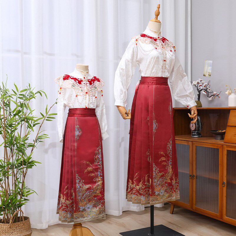 汉服女童唐装2024春秋新款中国风马面裙亲子套装新中式儿童连衣裙