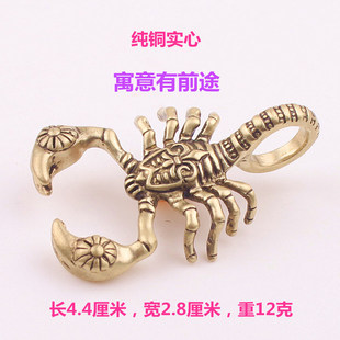 中国风天蝎座子纯黄铜钥匙扣项链吊坠挂件男女汽车儿童礼品小铜件