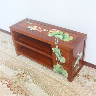 新中式鞋凳带抽屉彩绘实木床尾收纳储物凳 进门口可坐家用换鞋凳