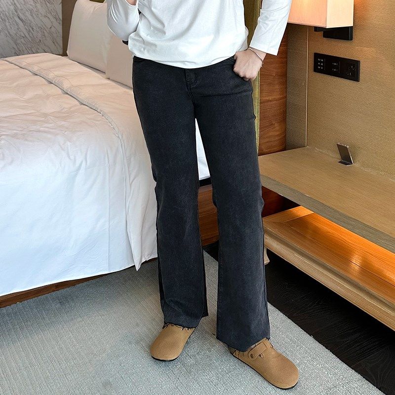 灰色薄款牛仔裤2024新款夏季大码女装胖mm遮胯高腰显瘦微喇叭长裤