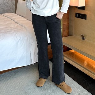 灰色薄款牛仔裤2024新款夏季大码女装胖mm遮胯高腰显瘦微喇叭长裤