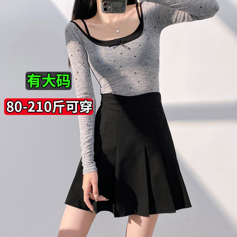 大码胖mm灰色短裙半身裙女2025新款夏季防走光a字裙百褶裙西装裙