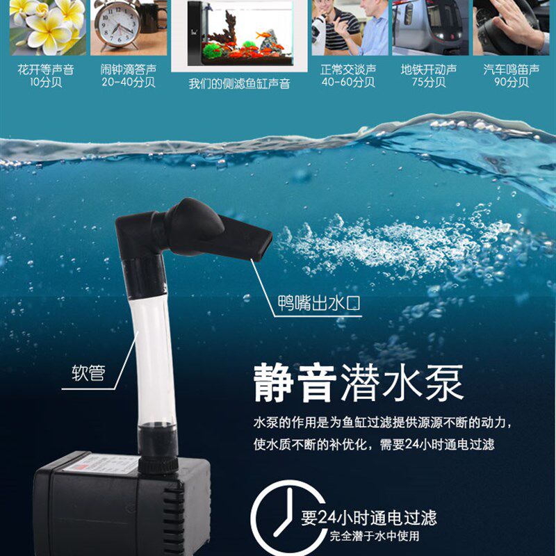 超白玻璃小型鱼缸家用桌面客厅卧室创意休闲生态免换水侧滤水族箱