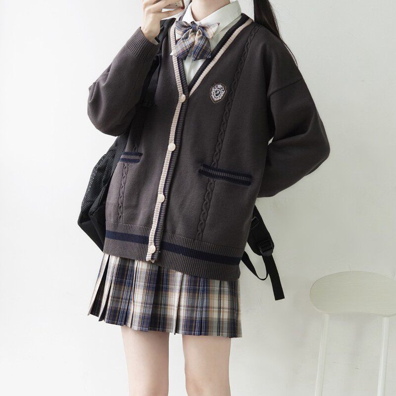 【刺篇】新款JK/DK制服本聿中男女宽松落肩针织毛衣开衫外套秋冬