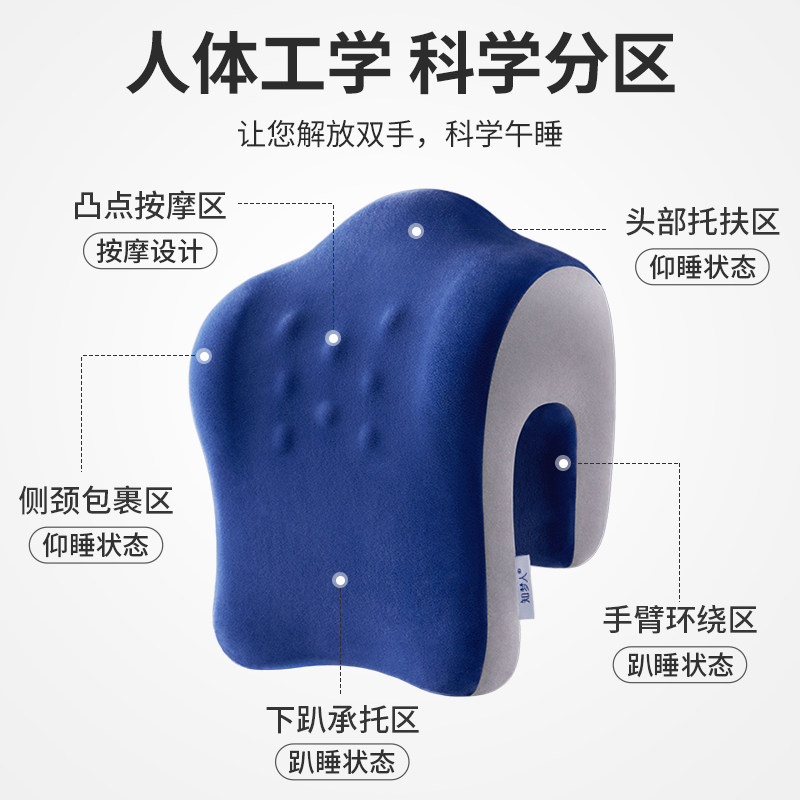午睡枕趴睡枕办公室仰睡枕头办公椅记忆棉头枕午休枕靠枕午休神器
