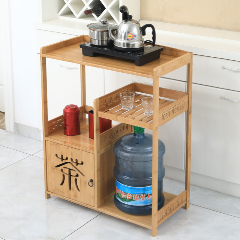 楠竹茶叶柜茶水架置物架水桶架茶杯架实木电磁炉烧水壶茶具壶架子