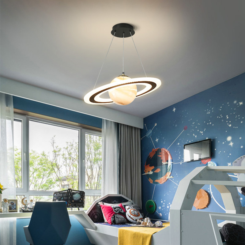儿童房灯男孩简约卧室灯创意温馨卡通网红小吊灯太空星球房间灯具,家装灯饰光源,儿童房吊灯,淘宝优惠券,粉丝福利购,淘宝优惠卷