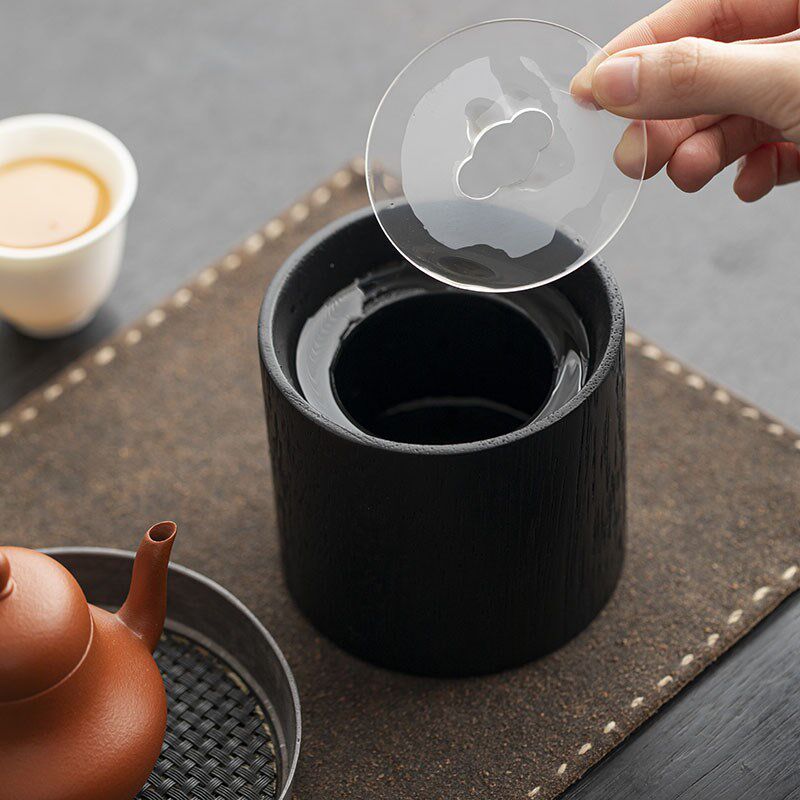 草木祠实木建水茶洗带盖过滤片桌面茶渣缸废水桶功夫茶具六君子筒