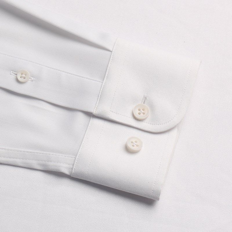 中华立领衬衫男长袖弹力白色200支抗皱免烫无领中山装男士白衬衣